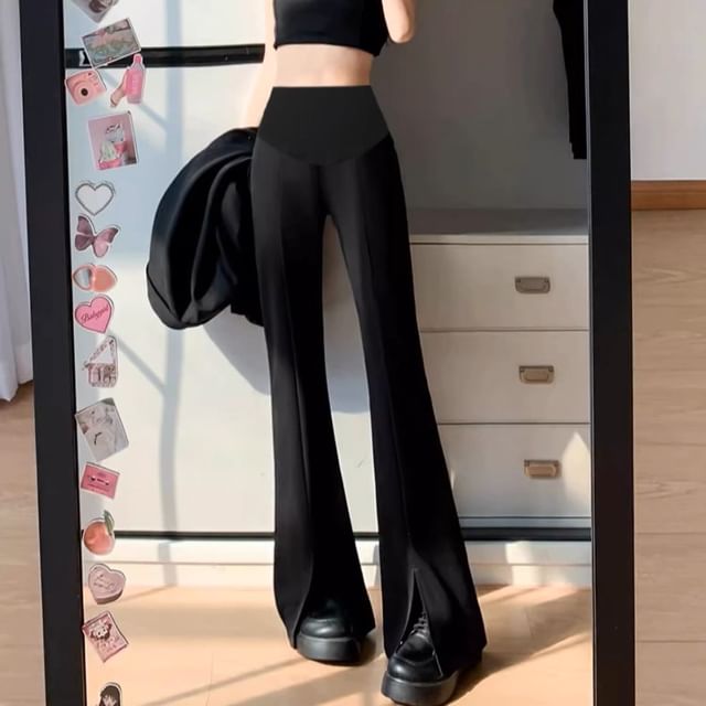 Cloud Nine-High Waist Plain Flared Pants Various Designs