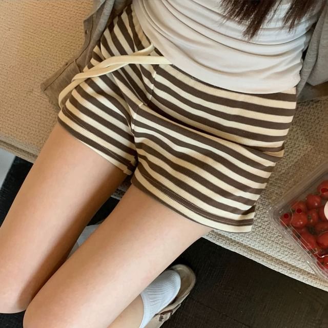 Cloud Nine-High Waist Striped Shorts