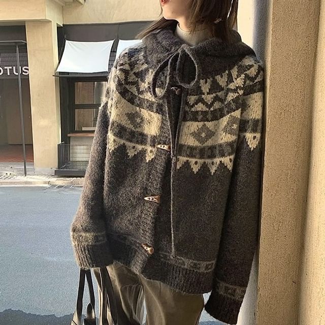 Cloud Nine-Jacquard Toggle Cardigan