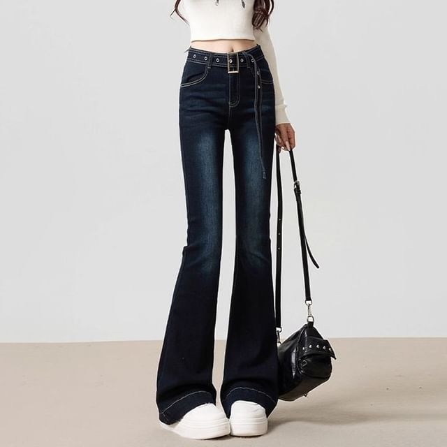 Cloud Nine-Mid Rise Washed Flared Jeans