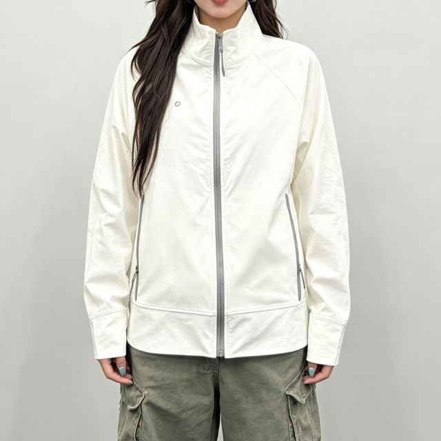 Cloud Nine-Stand Collar Plain Zip Jacket
