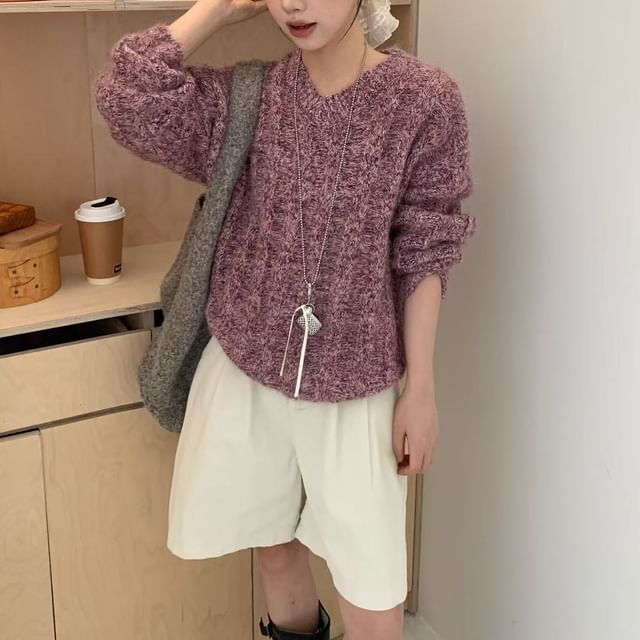 Cloud Nine-V-Neck Melange Sweater