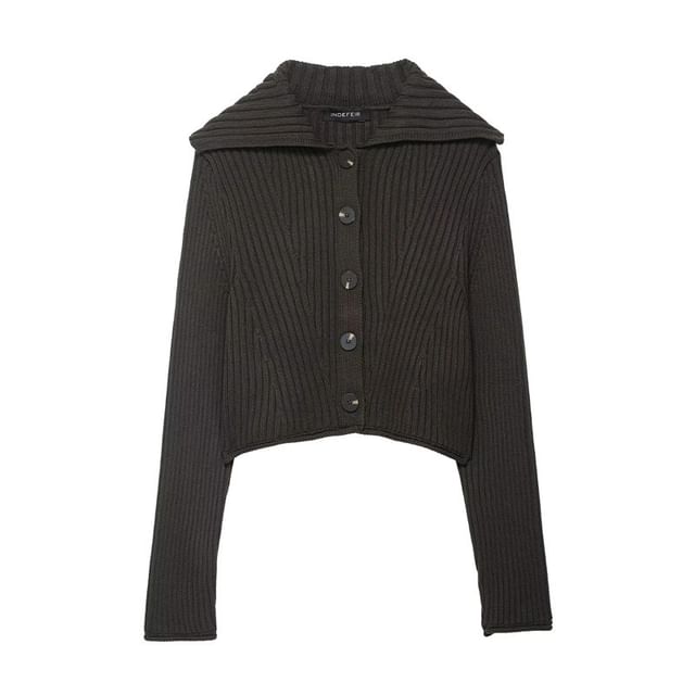 Colada-Collared Button-Up Plain Cardigan