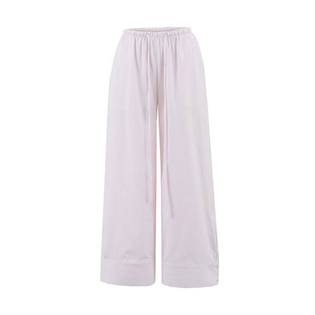 Colada-Drawstring Waist Striped Wide Leg Pants