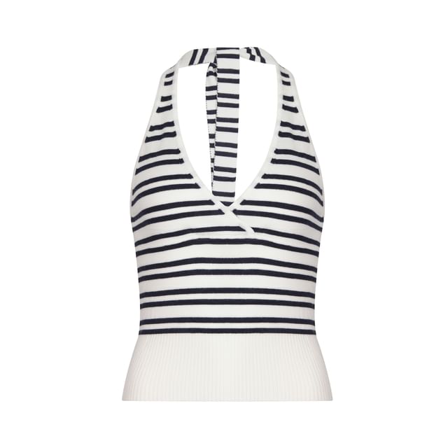 Colada-Halter-Neck Striped Knit Top