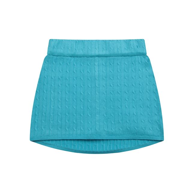 Colada-High Waist Plain Cable Knit Mini Pencil Skirt