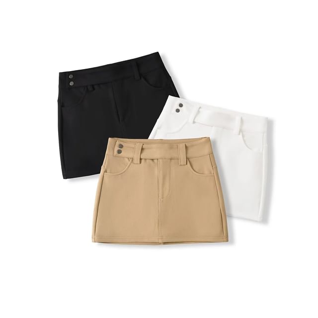 Colada-High Waist Plain Mini Pencil Skirt