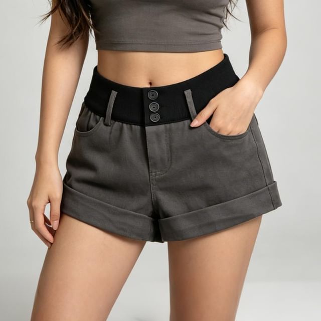 Colada-High Waist Two Tone Shorts