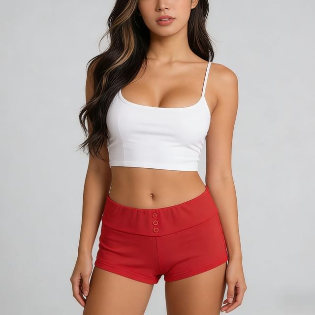 Colada-Mid Rise Plain Hot Pants