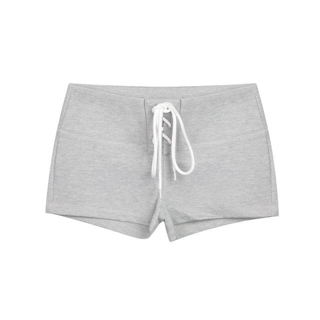 Colada-Mid Rise Plain Lace-Up Shorts