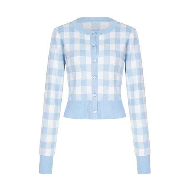 Colada-Plaid Crop Cardigan