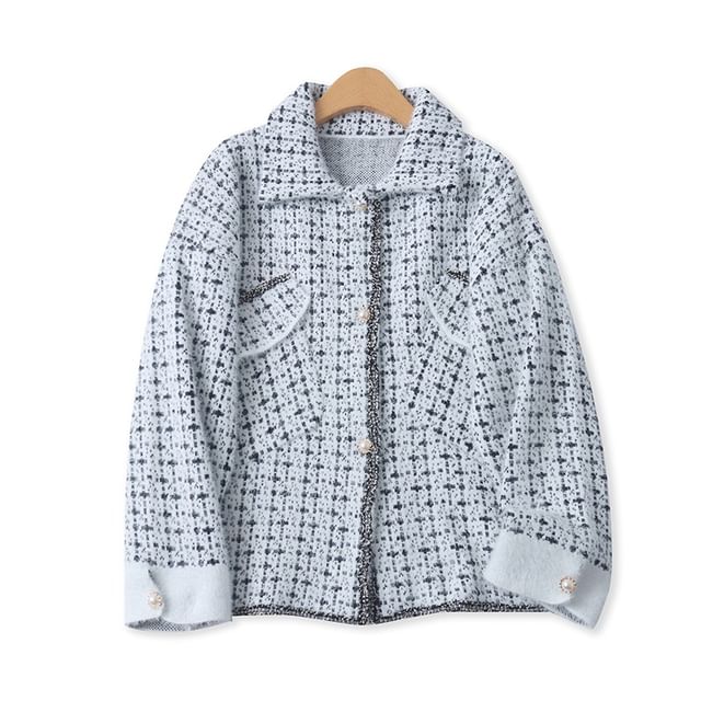 Colada-Plaid Pocket Detail Single-Breasted Jacket