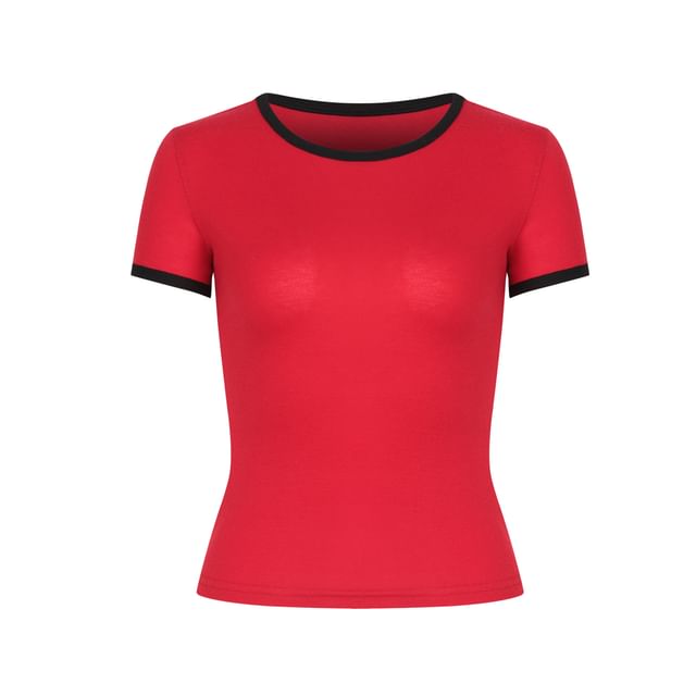 Colada-Short-Sleeve Crew Neck Contrast Trim Tee