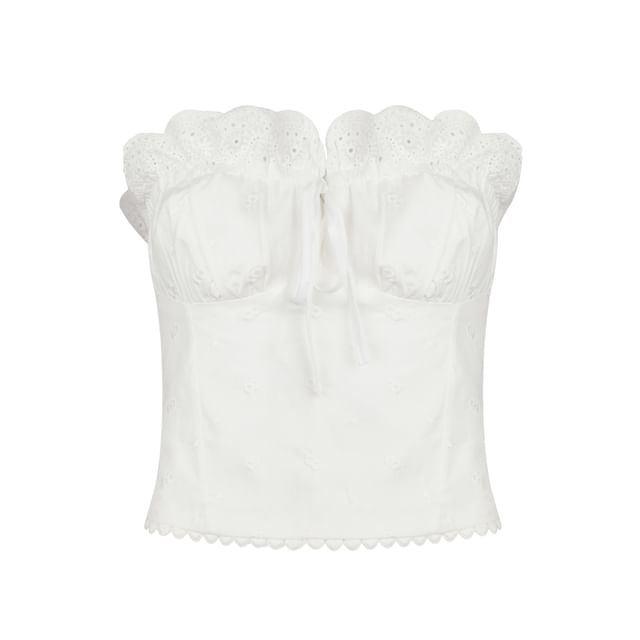 Colada-Strapless Plain Lace Trim Tube Top