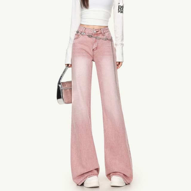 Coline-High Waist Washed Flared Jeans Various Designs