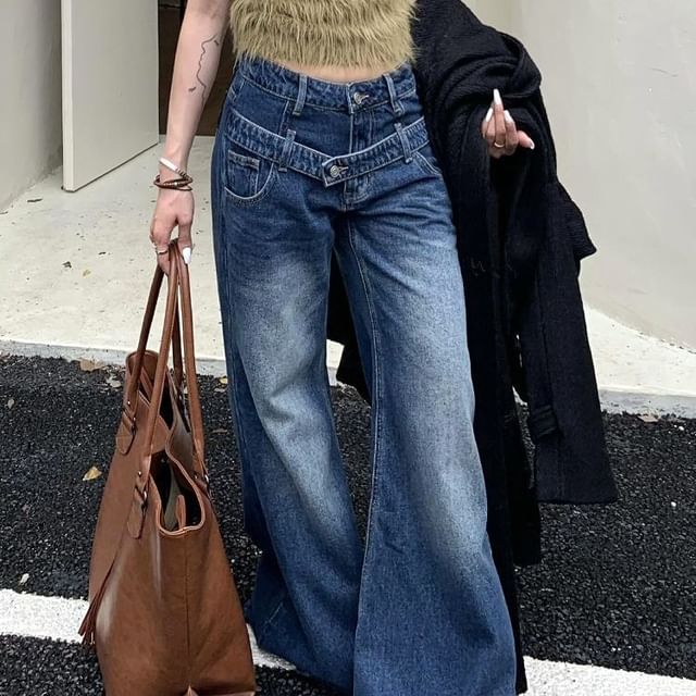 Coline-Low Rise Washed Flared Jeans Various Designs