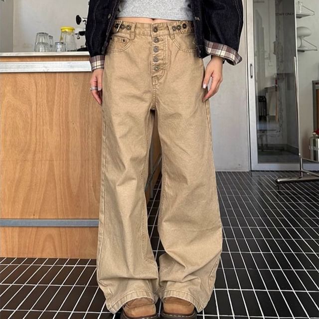 Coline-Mid Waist Baggy Jeans
