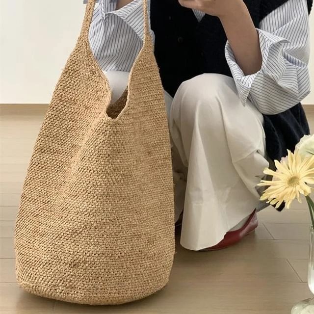 Combon-Straw Bucket Tote Bag