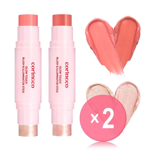 CORINGCO-Glow Touch Blush  Illuminator Stick - 2 Colors 2pcs Bundle Set