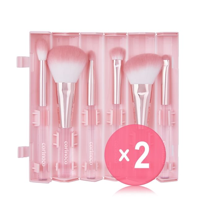 CORINGCO-Pink Roll Make UpBrush Set 2pcs Bundle Set
