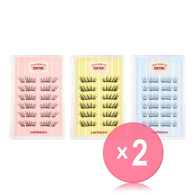 CORINGCO-Toktok-Hara No Glue Half Eyelash - 3 Types 2pcs Bundle Set