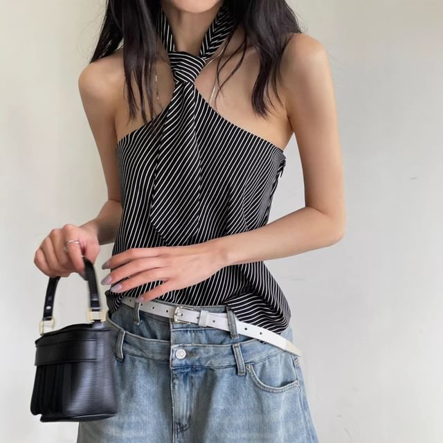 Coris-Halter Striped Blouse