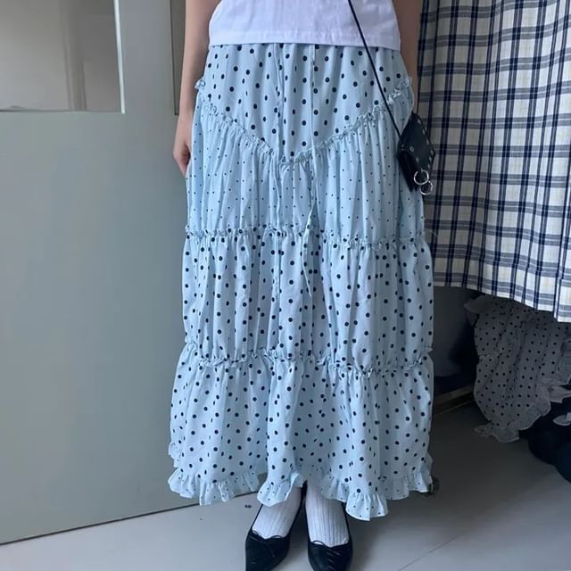 Coris-High Rise Dotted Maxi Skirt