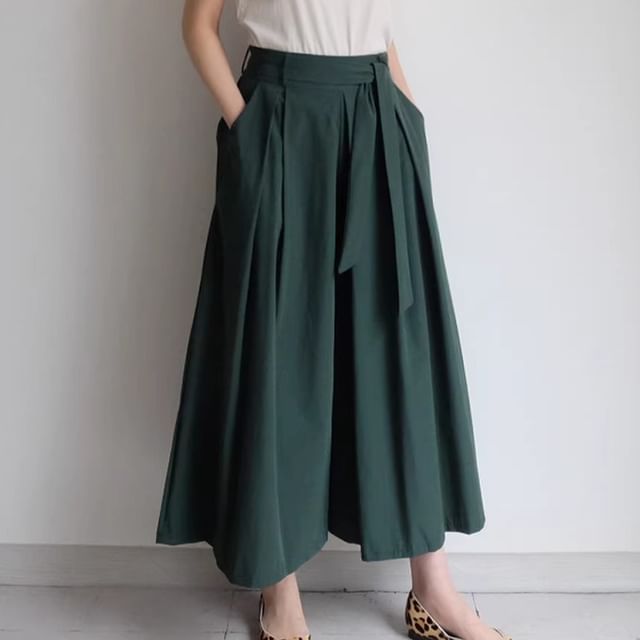 Coris-High Rise Plain Wide Leg Pants
