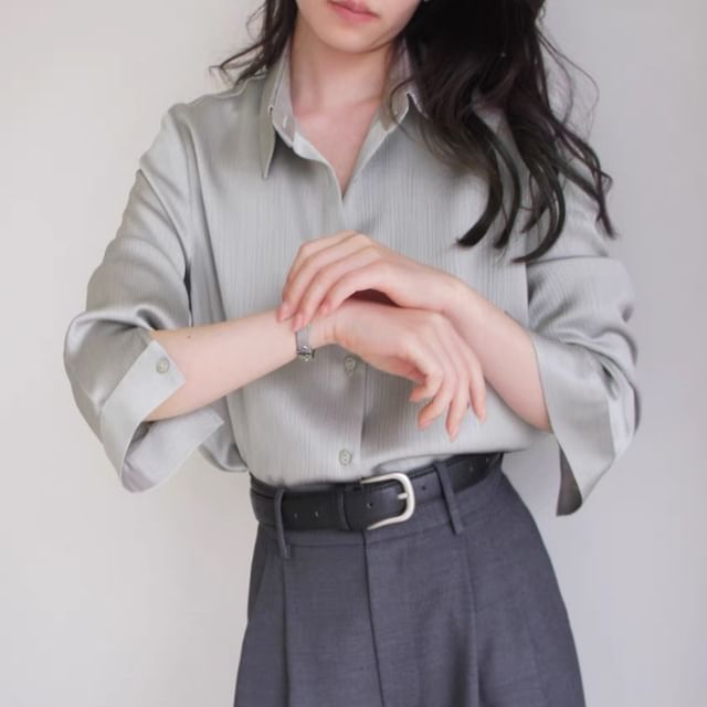 Coris-Long-Sleeve Matte Plain Shirt