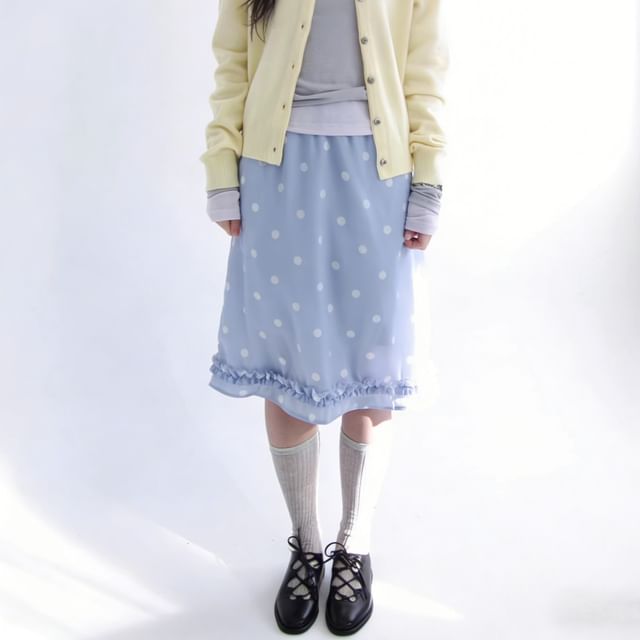 Coris-Mid Rise Dotted A-Line Skirt