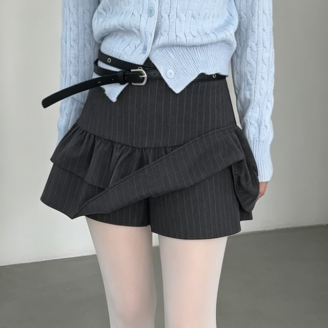 Coris-Mid Waist Striped Mini Skort