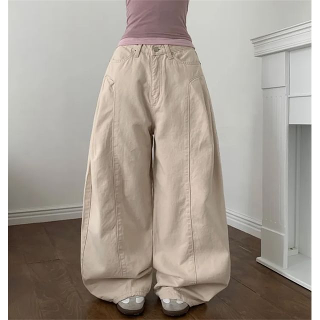 Coris-Mid Waist Washed Baggy Jeans