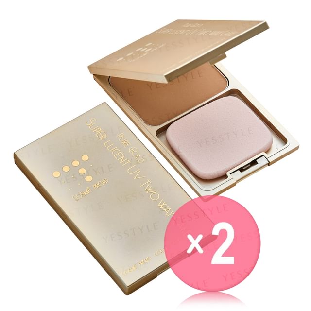 COSMÉ PROUD-Pure Gold Super Lucent UV Two Way Cake SPF 26 PA 01 Natural Beige 2pcs Bundle Set