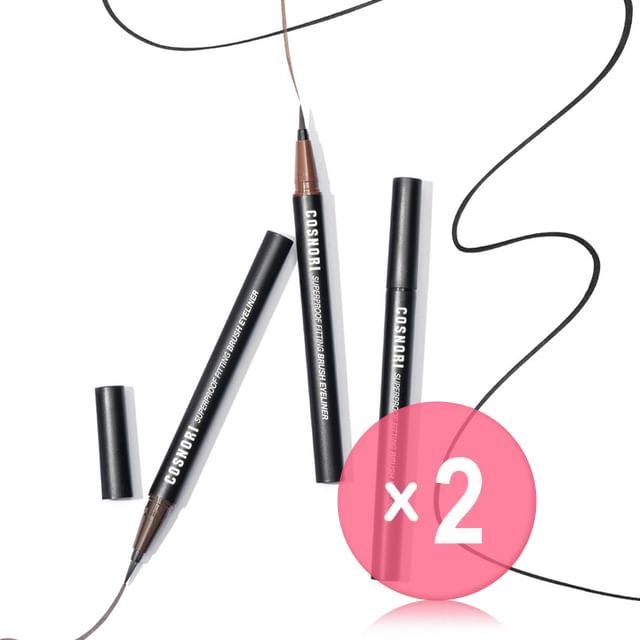 COSNORI-Superproof Fitting Brush Eyeliner - 3 Colors 2pcs Bundle Set