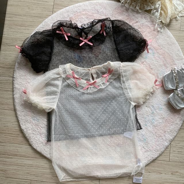 Cossita-Short-Sleeve Crew Neck Sheer Top