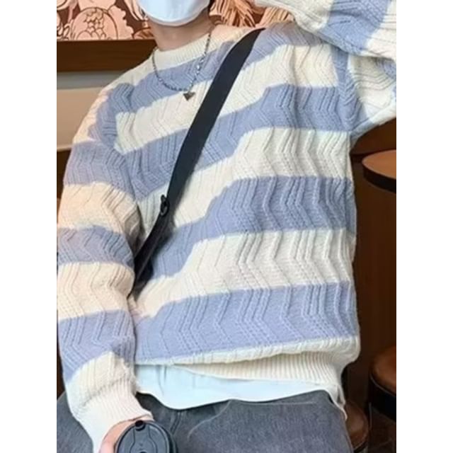Cowpow-Crew Neck Striped Sweater
