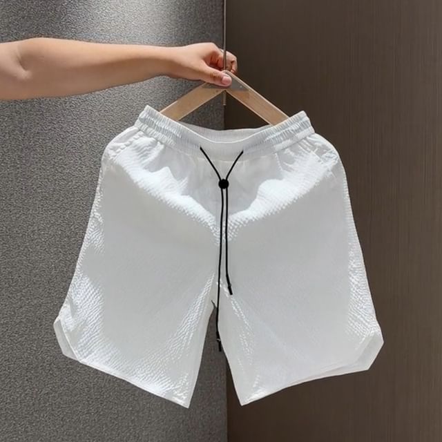Cowpow-Drawstring Waist Plain Shorts