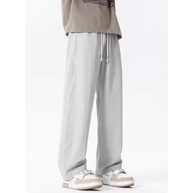 Cowpow-Drawstring Waist Plain Straight Leg Sweatpants