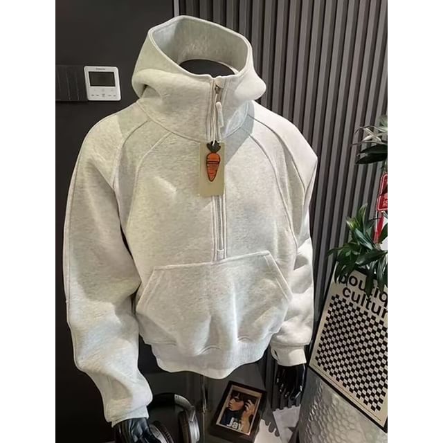 Cowpow-Half Zip Plain Oversized Hoodie