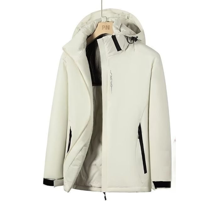 Cowpow-Hooded Plain Zip Puffer Jacket