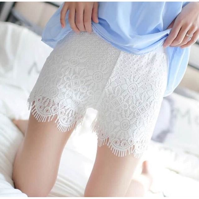 Croix-High Waist Plain Fringed Lace Undershorts