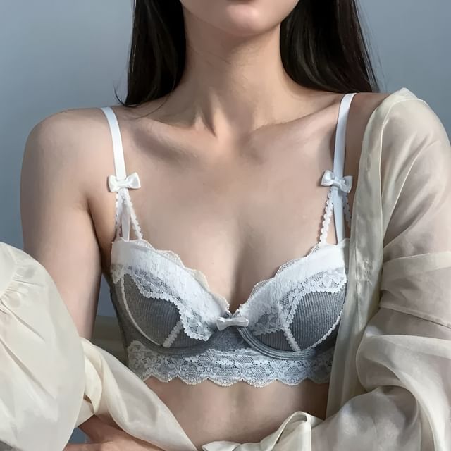 Croix-Lace Trim Bra Panties Set