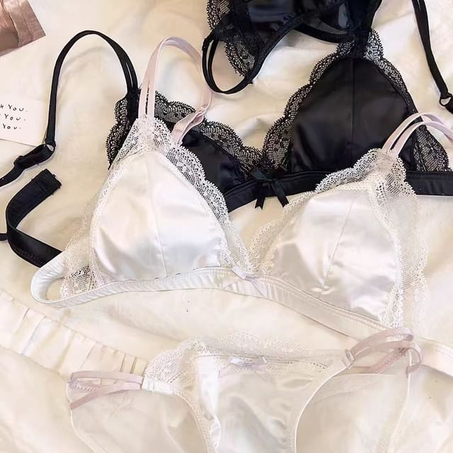 Croix-Lace Trim Bra Top Panties Set