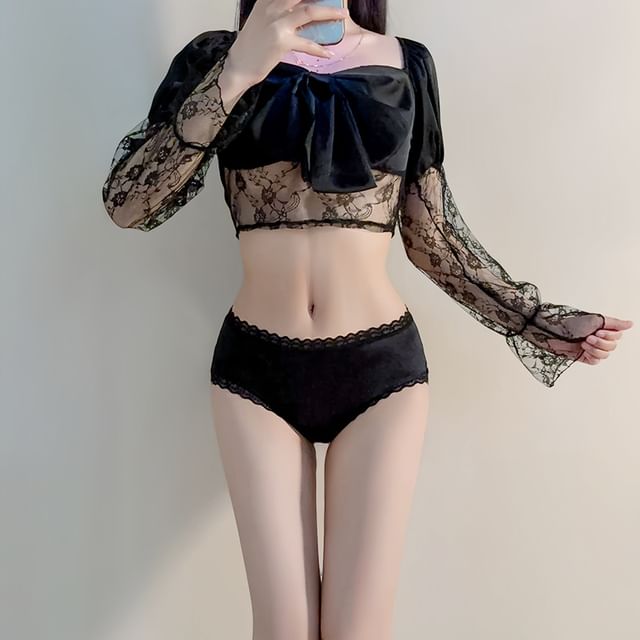 Croix-Plain Cutout Panel Lace Panty