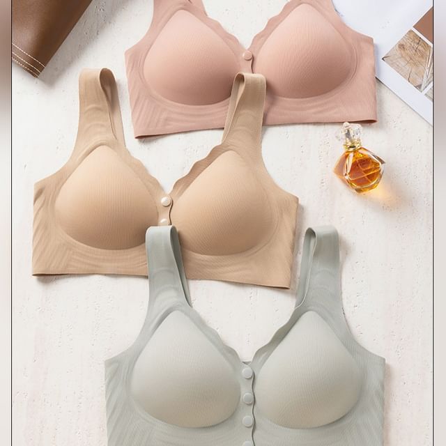 Croix-Plain Seamless Front Closure Wireless Bra