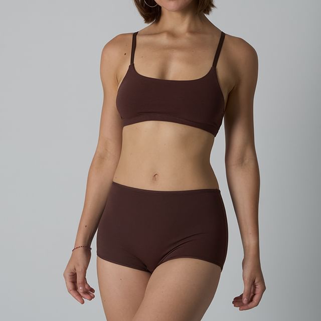 Croix-Set Spaghetti Strap Plain Bralette Brief