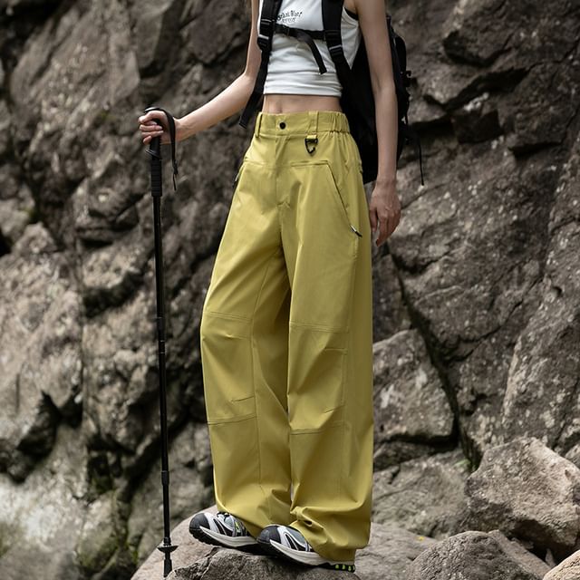 CUCURBIT-High Rise Plain Wide Leg Cargo Pants
