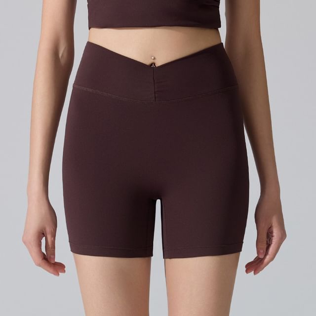 CUCURBIT-High Waist Plain Yoga Shorts