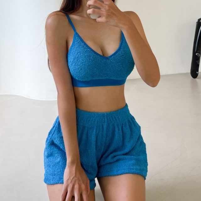 CUCURBIT-Set Plain Bikini Top Swim Shorts