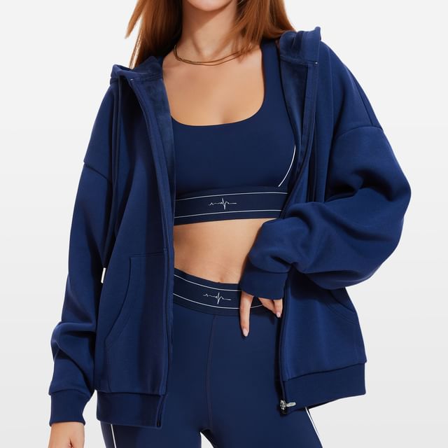 CUCURBIT-Sports Plain Zip-Up Hoodie